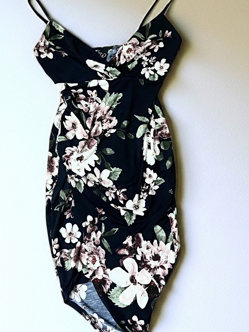 Windsor Black Midi Dress with Pink and Green Floral